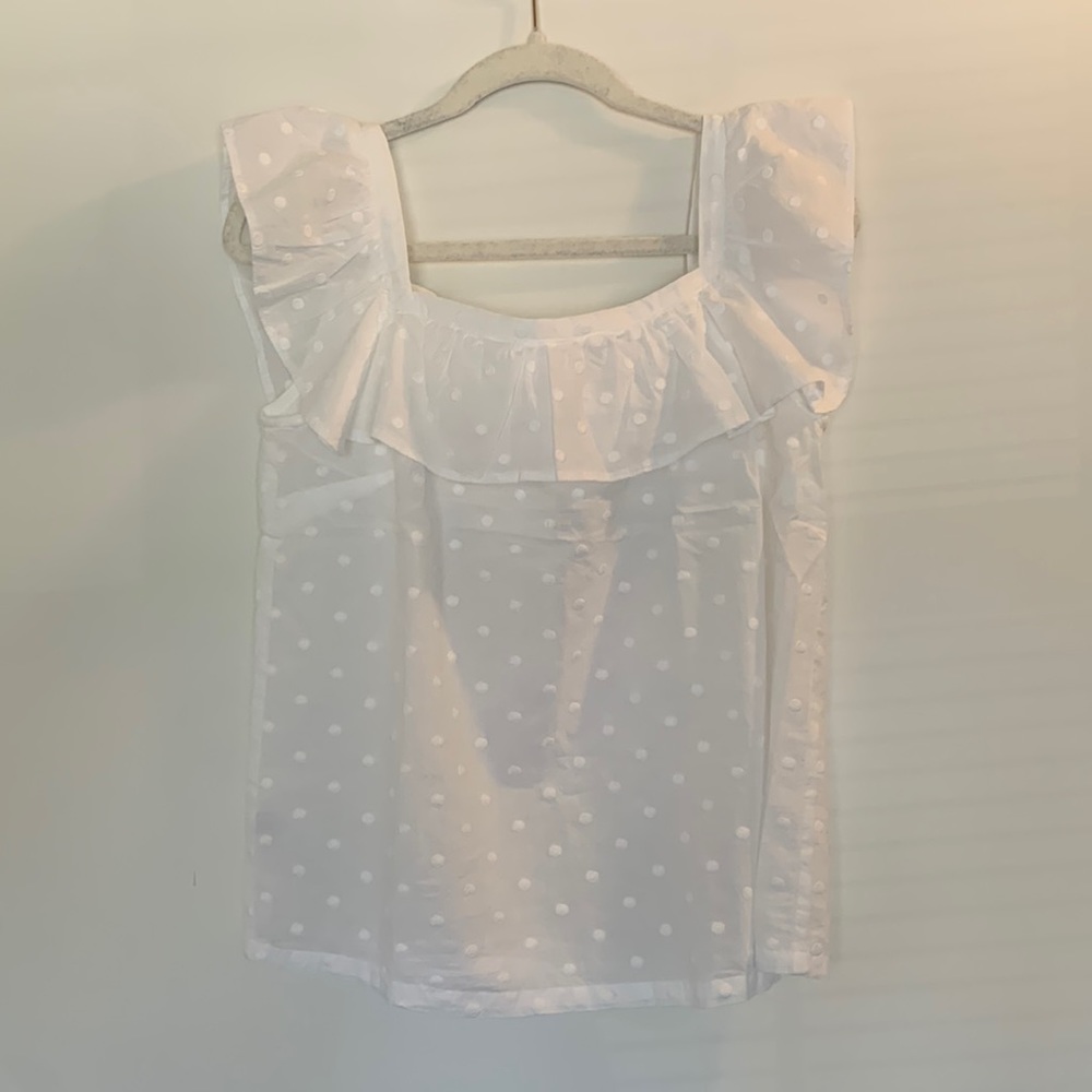 Ann Taylor white ruffle tank. Size S.